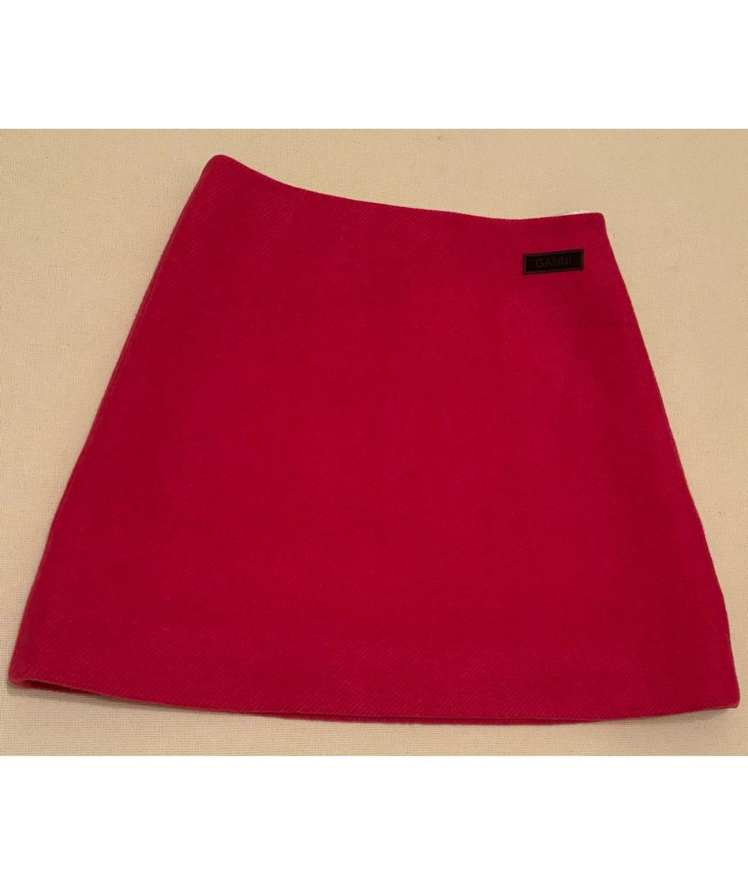GANNI Фуксия шерстяная юбка мини, фото 9