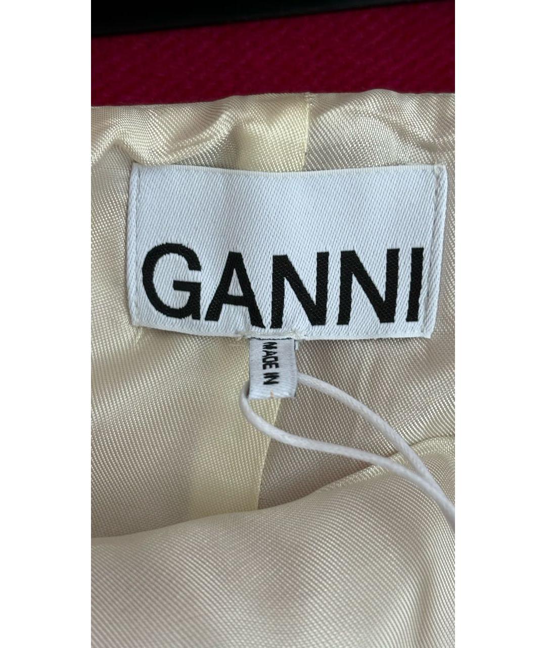 GANNI Фуксия шерстяная юбка мини, фото 4