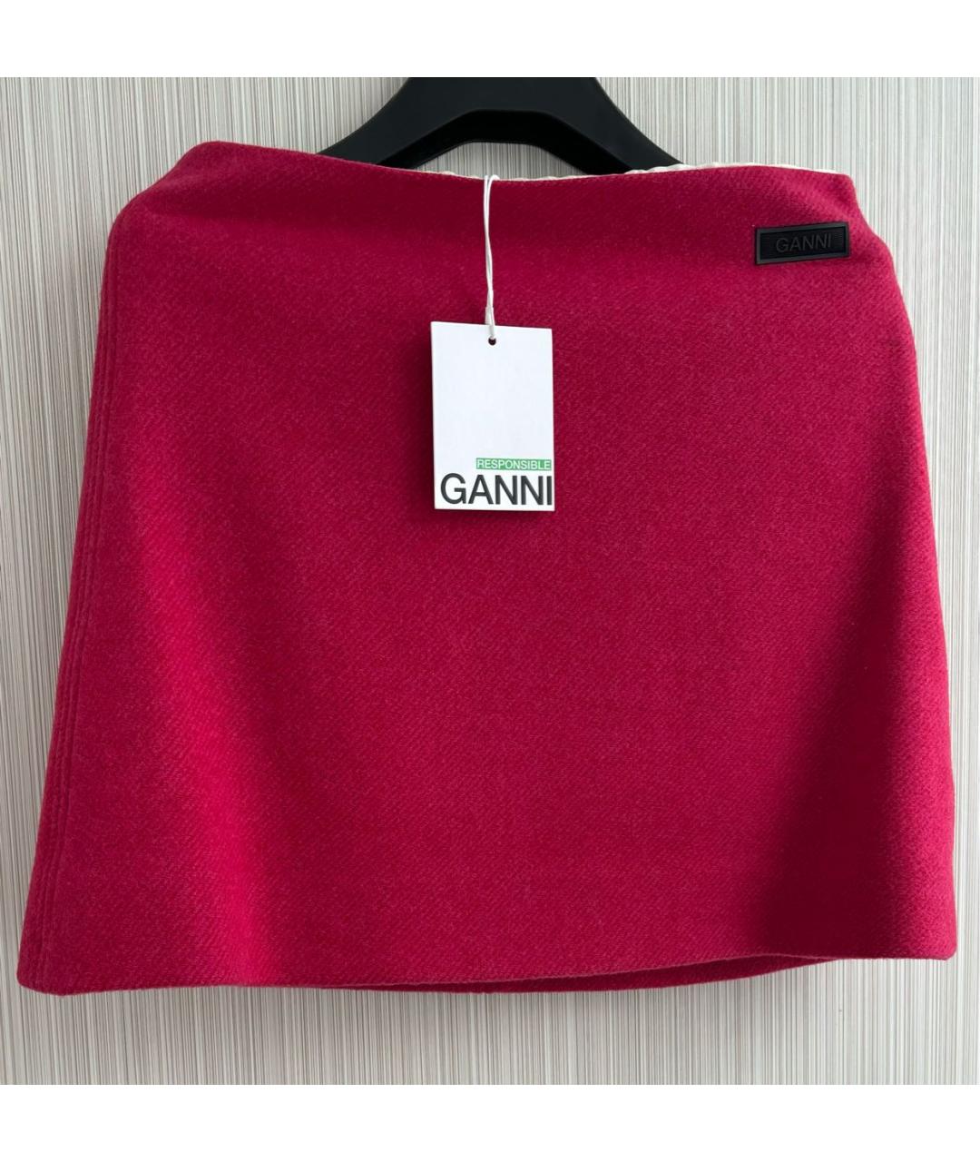 GANNI Фуксия шерстяная юбка мини, фото 2