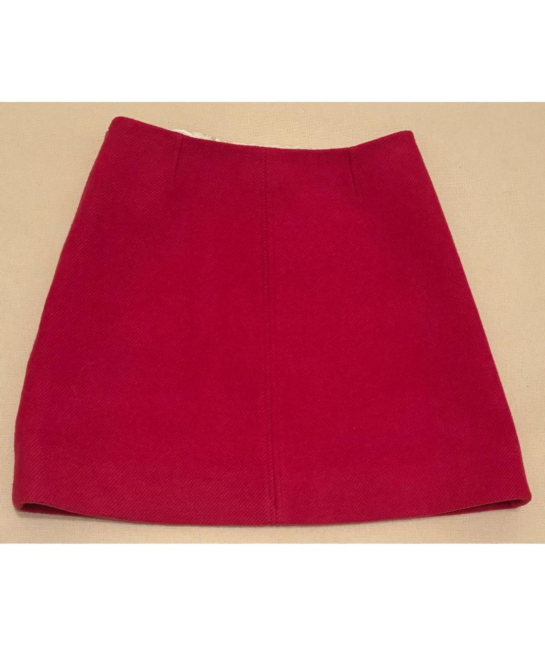 GANNI Фуксия шерстяная юбка мини, фото 3