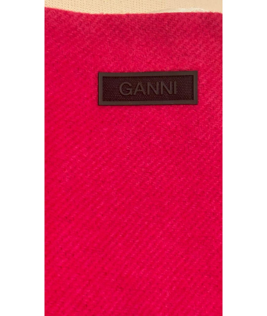 GANNI Фуксия шерстяная юбка мини, фото 2