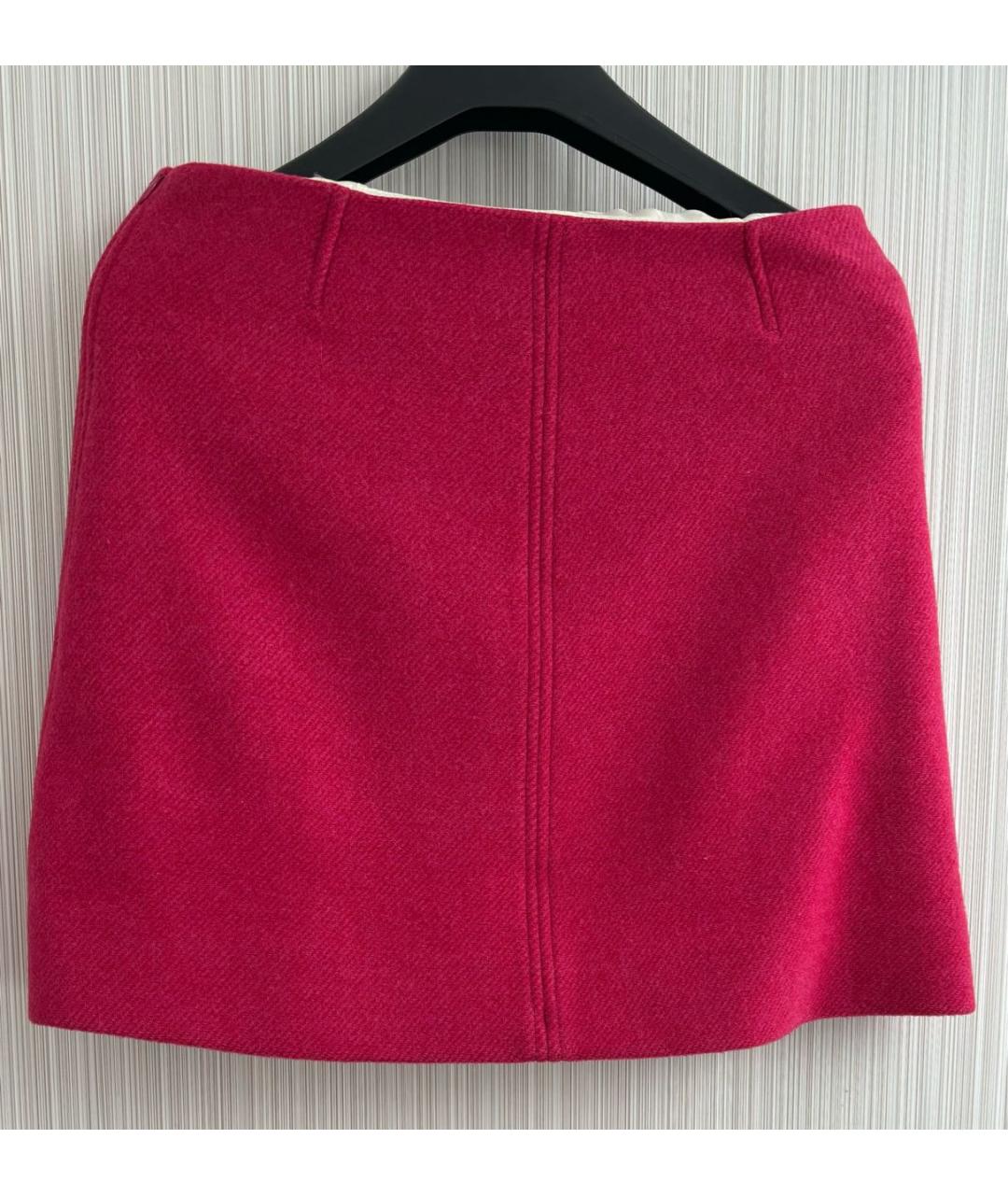 GANNI Фуксия шерстяная юбка мини, фото 3