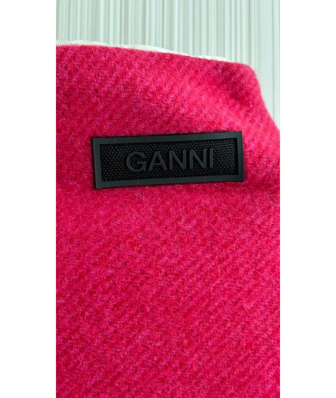 GANNI Фуксия шерстяная юбка мини, фото 5