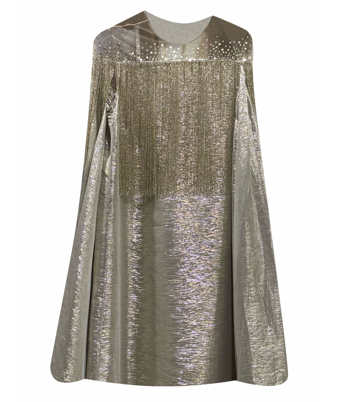OSCAR DE LA RENTA Серебряное шелковое вечернее платье, фото 1