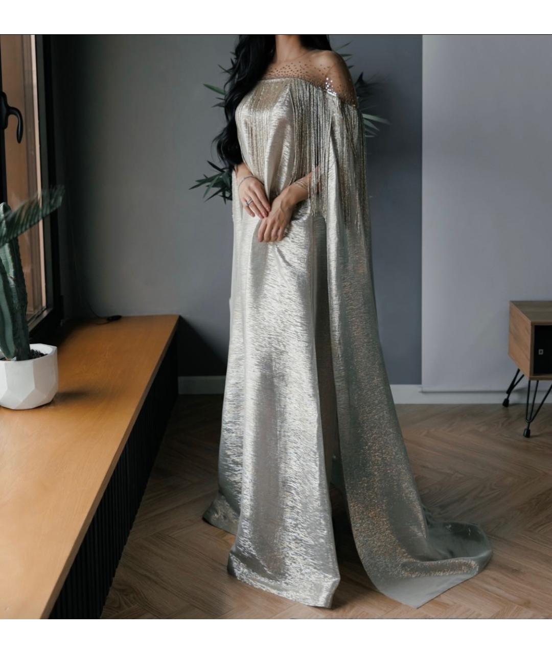 OSCAR DE LA RENTA Серебряное шелковое вечернее платье, фото 4