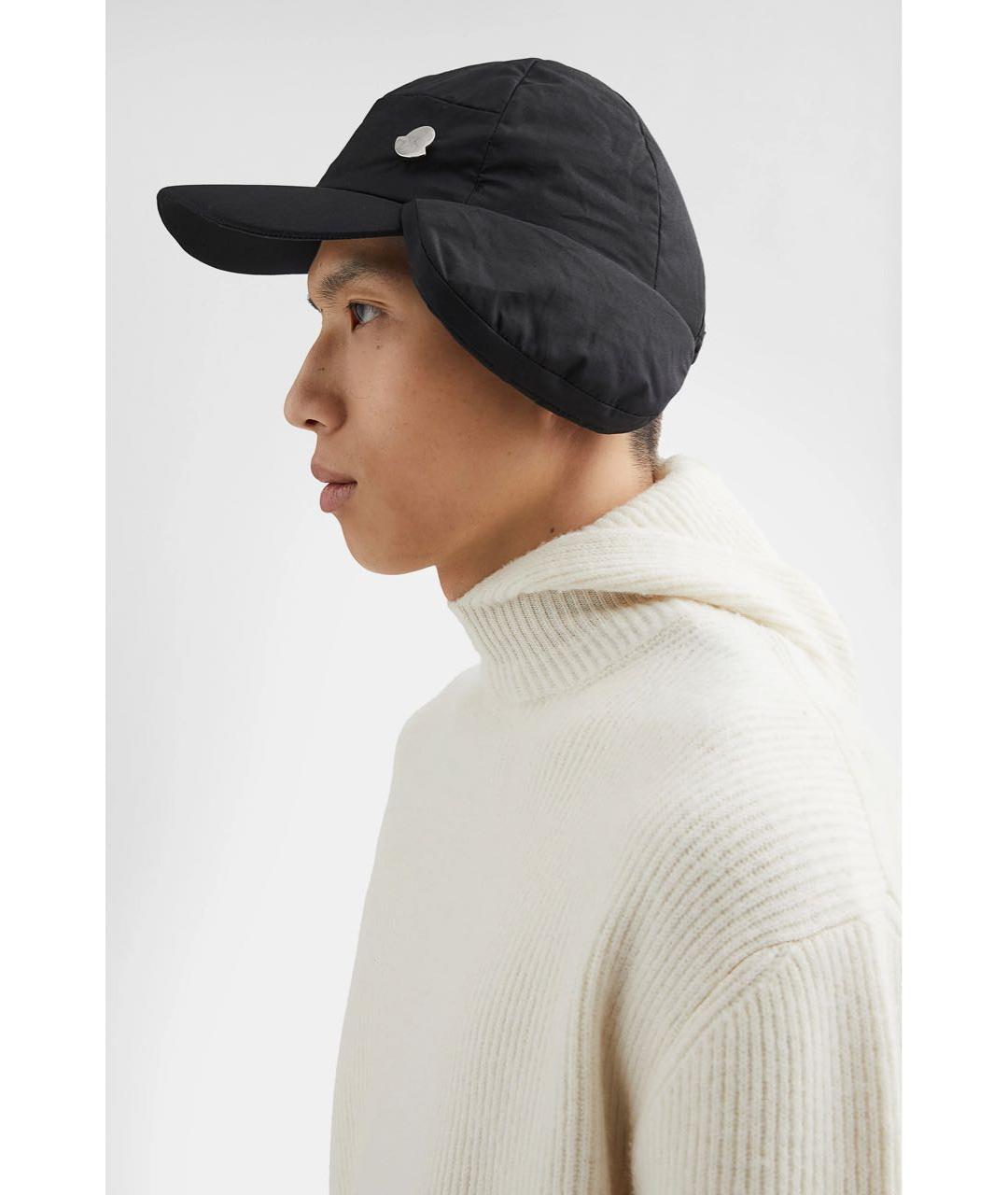 JIL SANDER Черная хлопковая кепка, фото 2