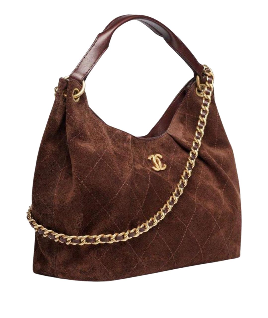 CHANEL Коричневая замшевая сумка через плечо, фото 1