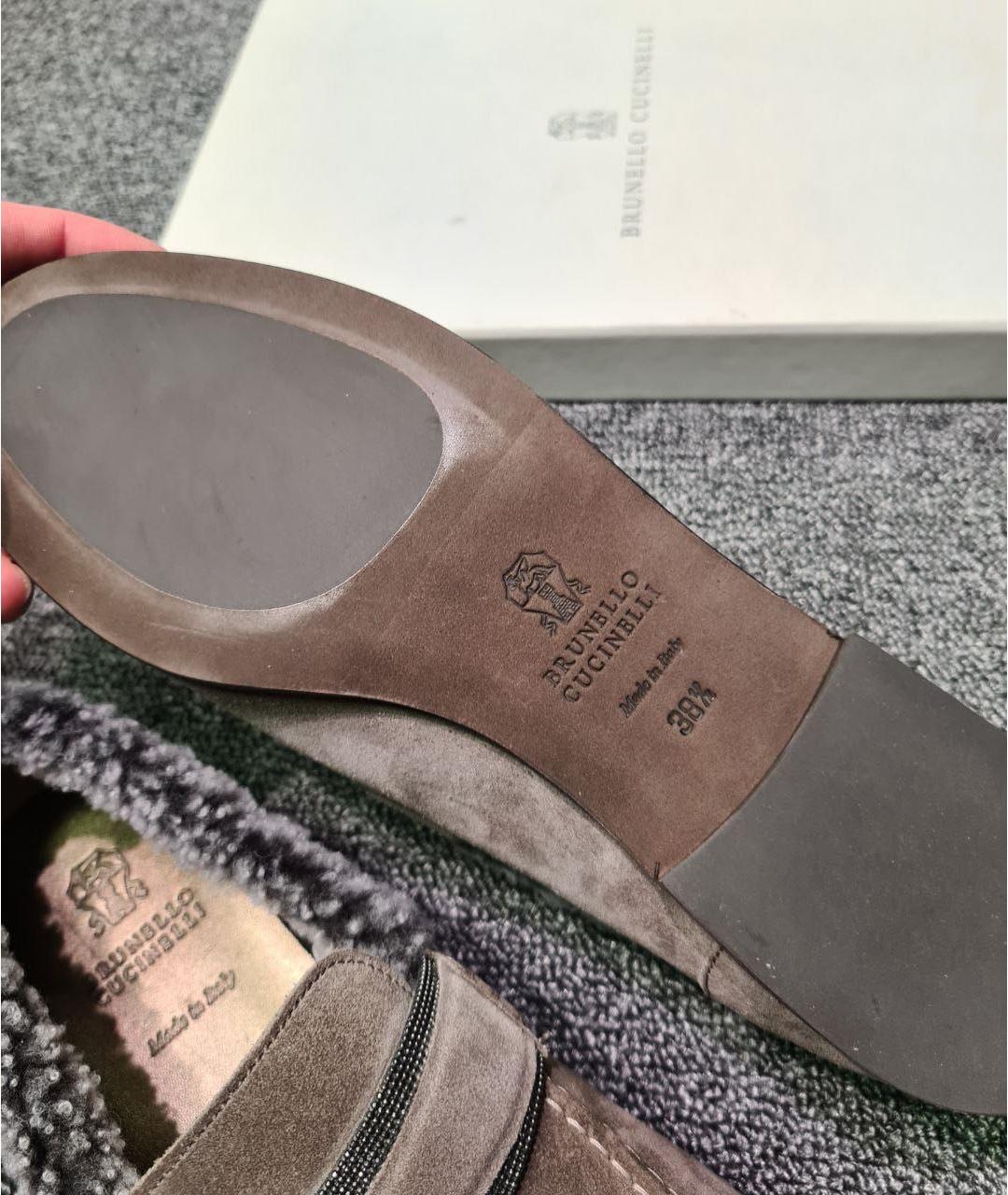 BRUNELLO CUCINELLI Серые замшевые лоферы, фото 6