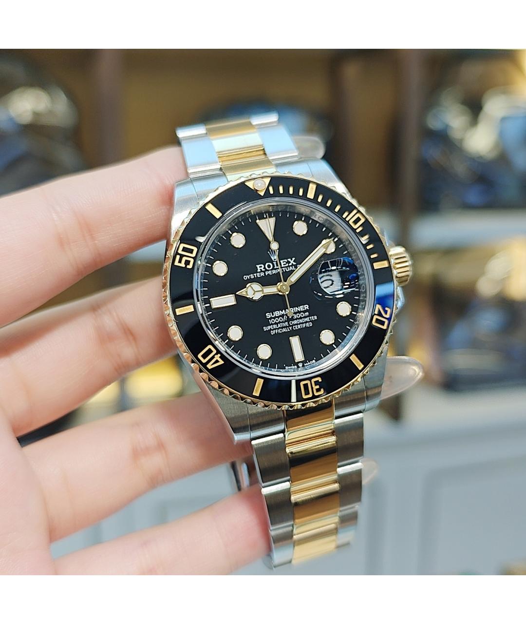 ROLEX Черные металлические часы, фото 7