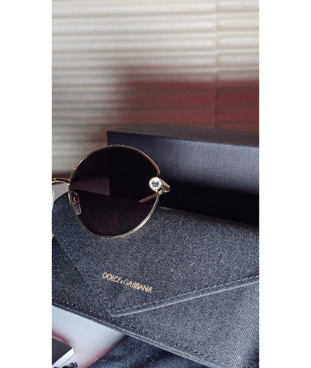 DOLCE&GABBANA Золотые металлические солнцезащитные очки, фото 7