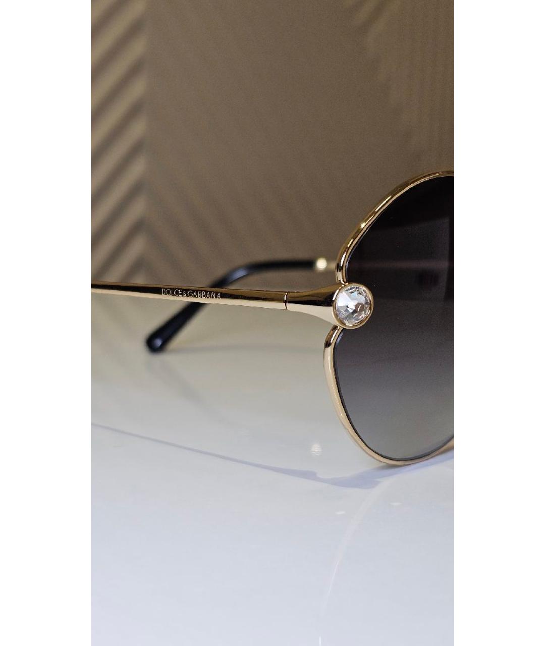 DOLCE&GABBANA Золотые металлические солнцезащитные очки, фото 2