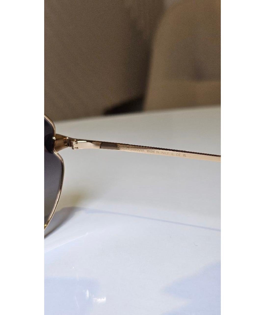 DOLCE&GABBANA Золотые металлические солнцезащитные очки, фото 4