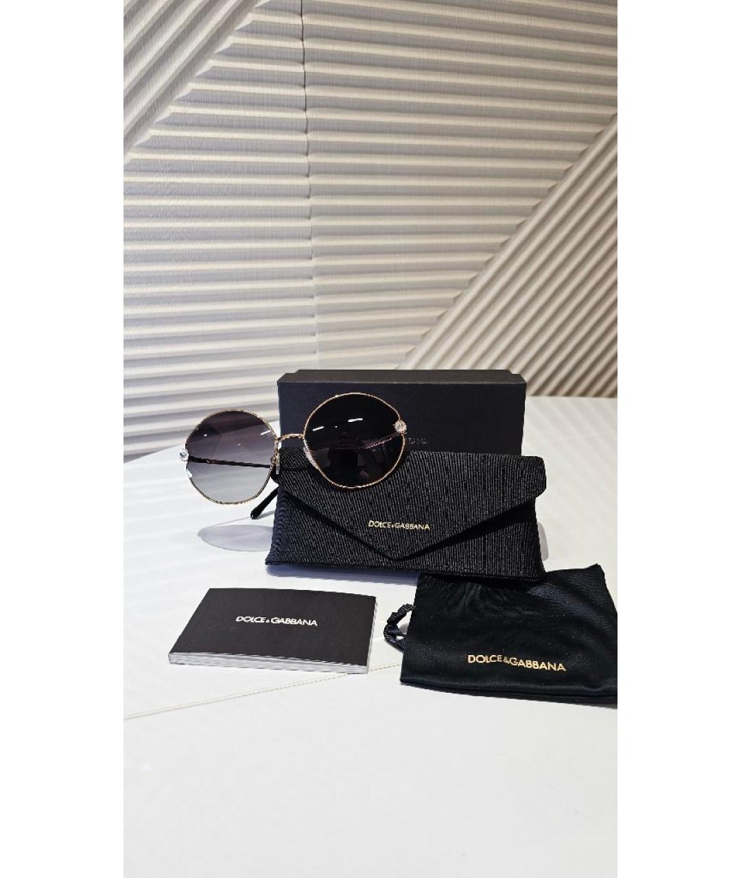 DOLCE&GABBANA Золотые металлические солнцезащитные очки, фото 6