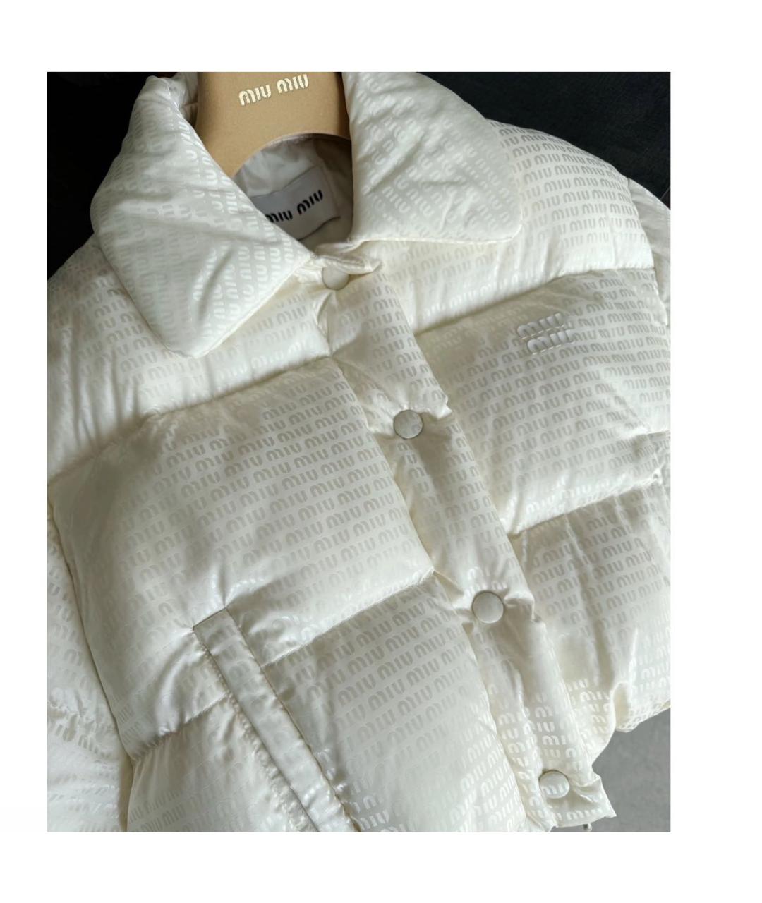 MIU MIU Белый полиэстеровый пуховик, фото 4