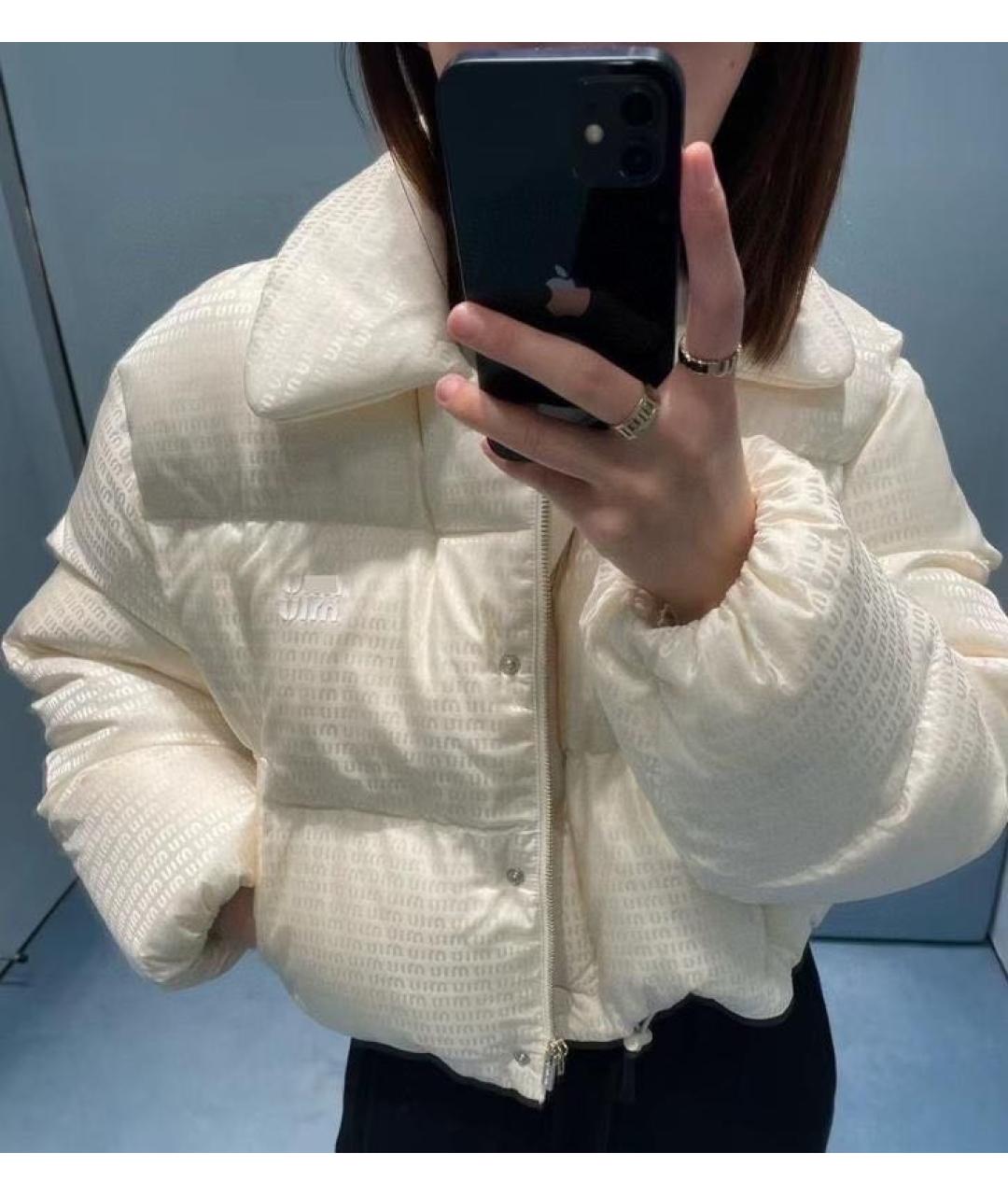 MIU MIU Белый полиэстеровый пуховик, фото 5