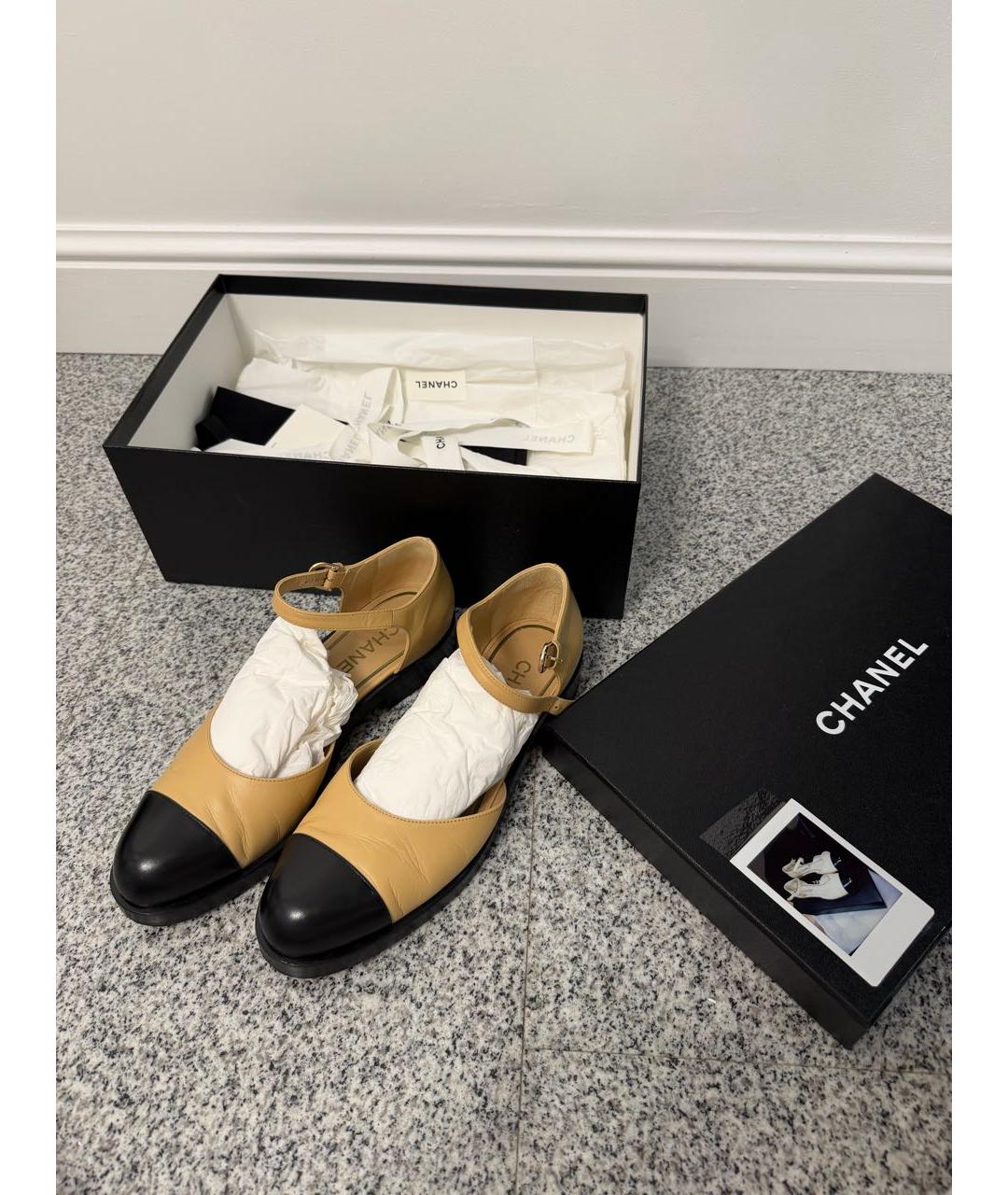 CHANEL Бежевые кожаные туфли, фото 5
