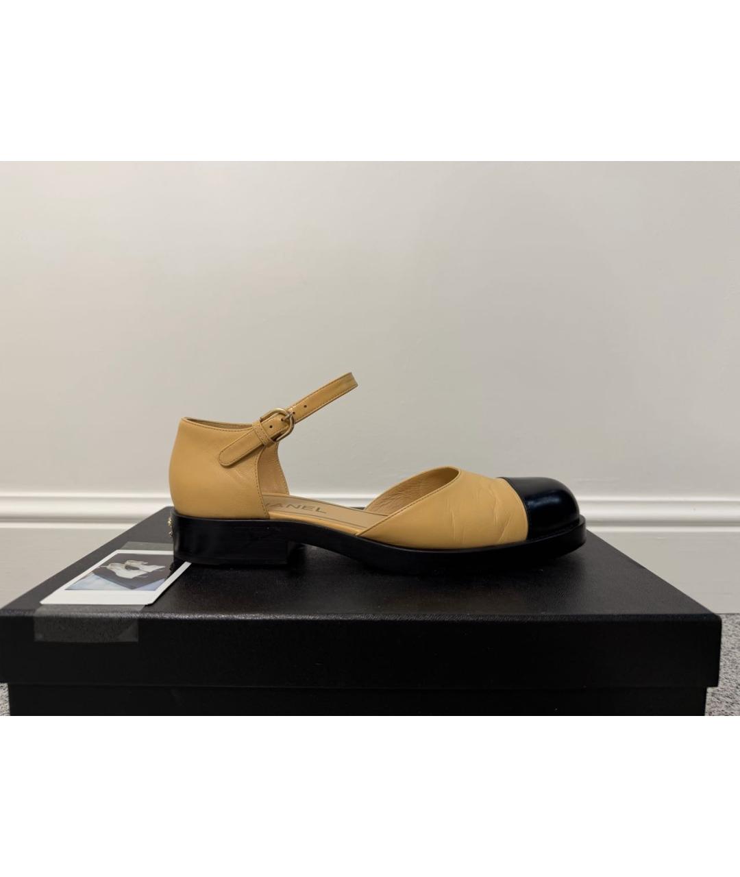 CHANEL Бежевые кожаные туфли, фото 7