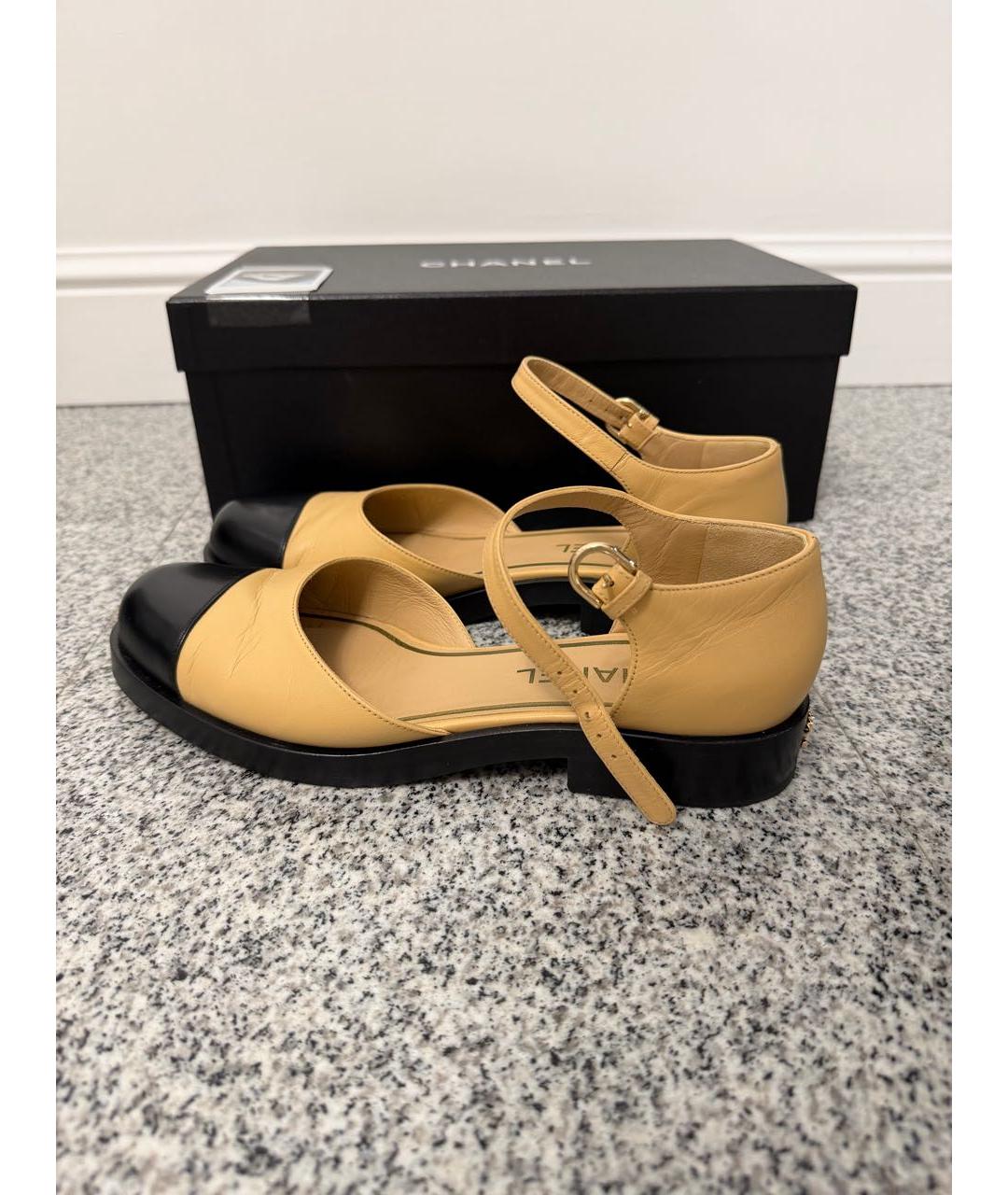 CHANEL Бежевые кожаные туфли, фото 3