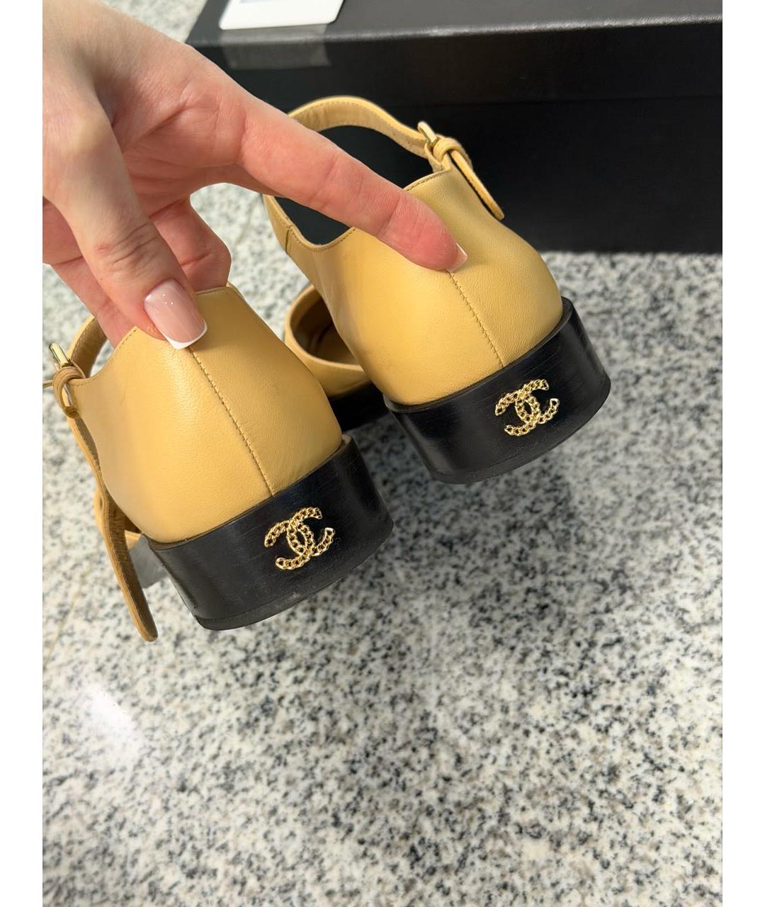 CHANEL Бежевые кожаные туфли, фото 4