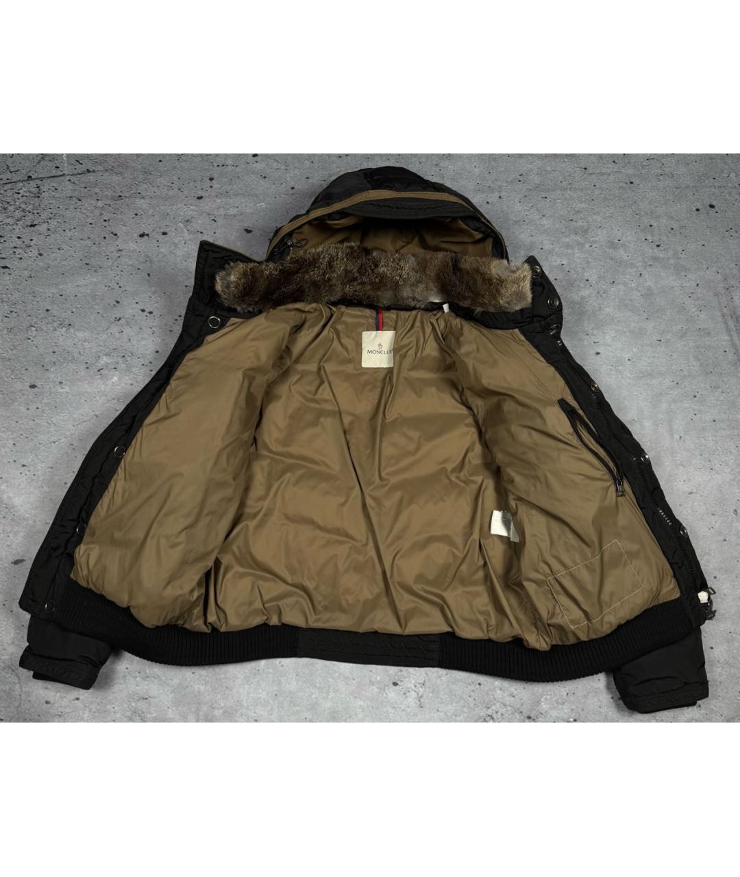 MONCLER Черный полиэстеровый пуховик, фото 3