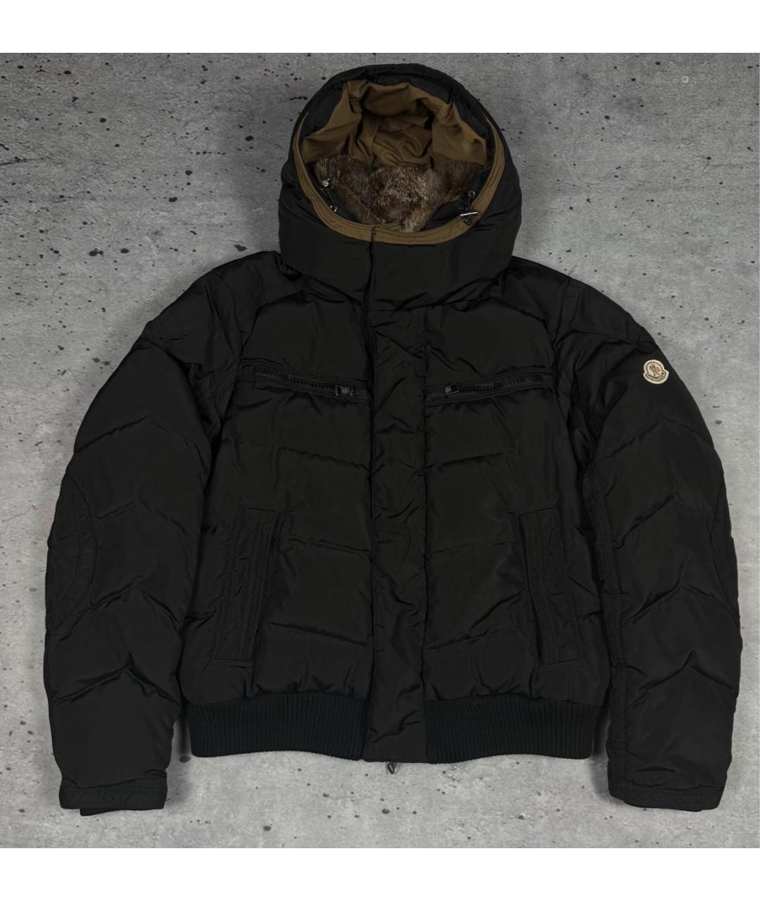 MONCLER Черный полиэстеровый пуховик, фото 9