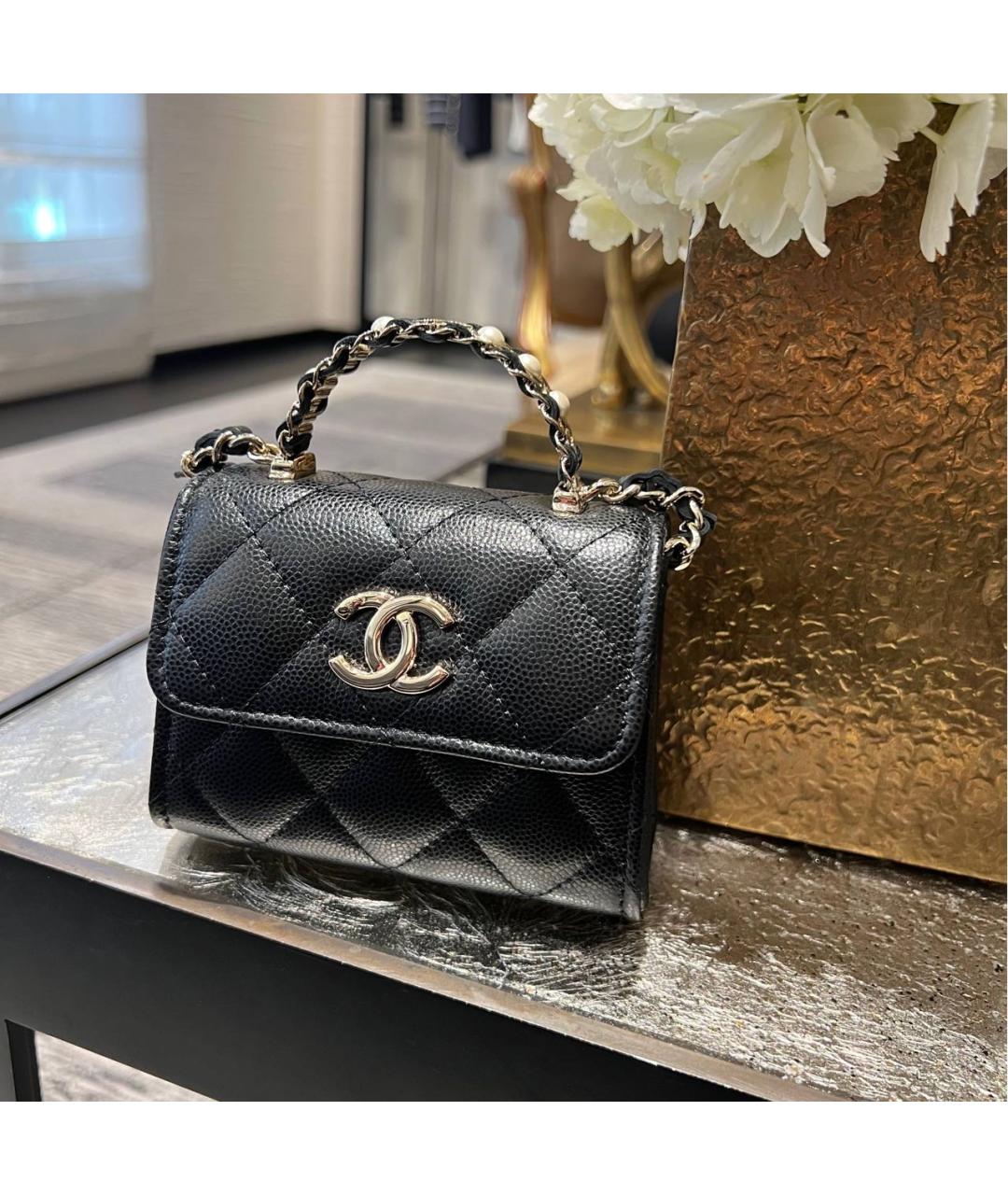 CHANEL Черная кожаная сумка через плечо, фото 6