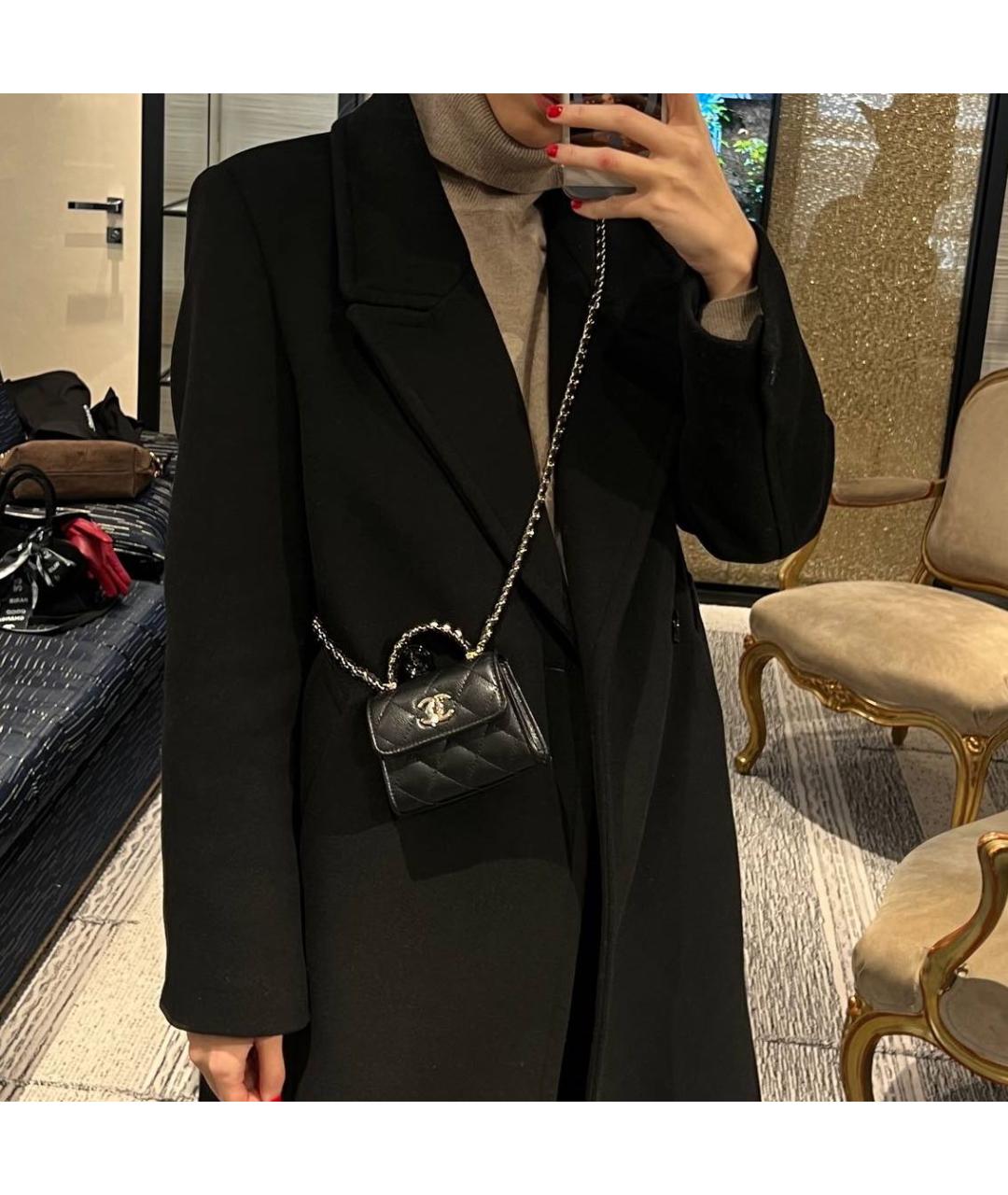 CHANEL Черная кожаная сумка через плечо, фото 5