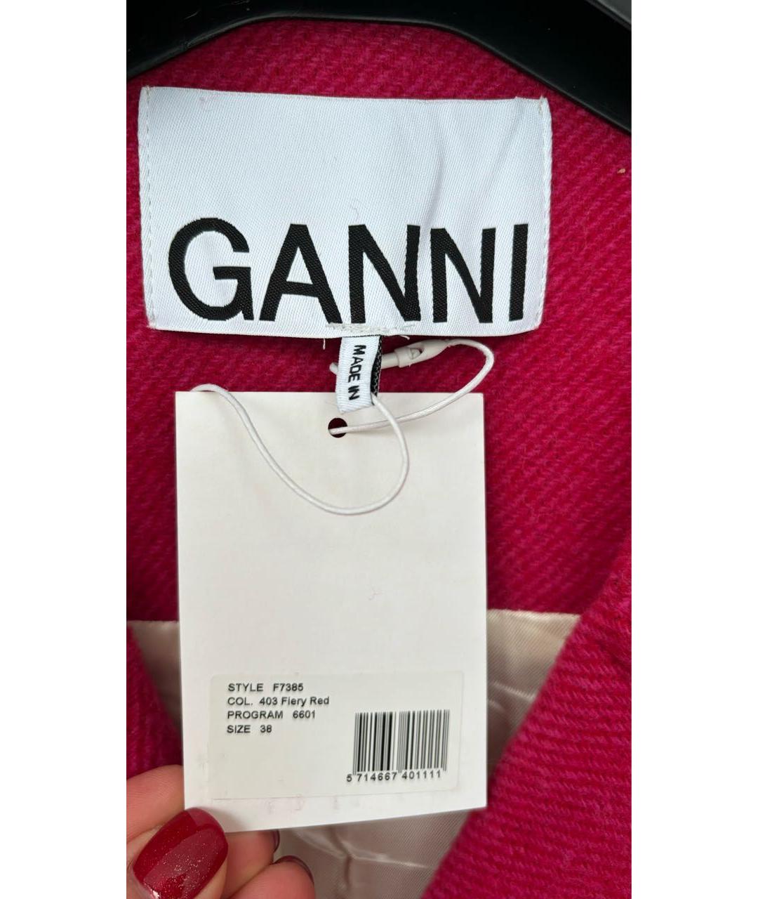 GANNI Фуксия шерстяной жакет/пиджак, фото 5