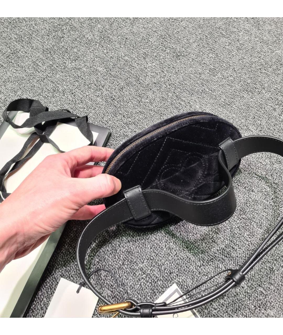 GUCCI Черная бархатная поясная сумка, фото 3