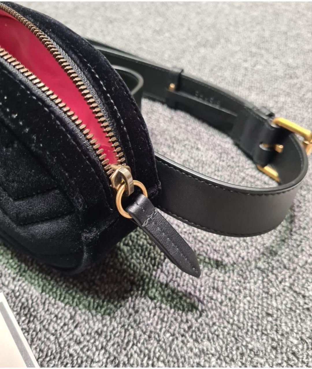 GUCCI Черная бархатная поясная сумка, фото 7