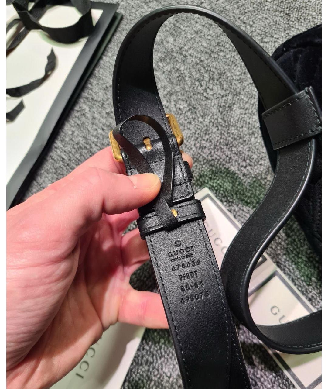 GUCCI Черная бархатная поясная сумка, фото 5