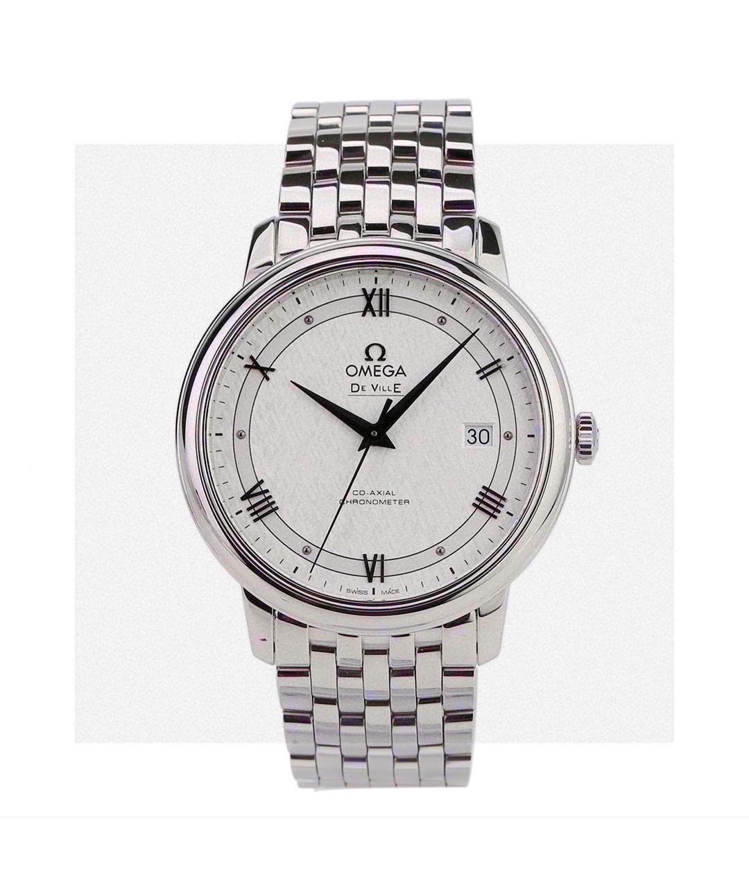 OMEGA Белые стальные часы, фото 8