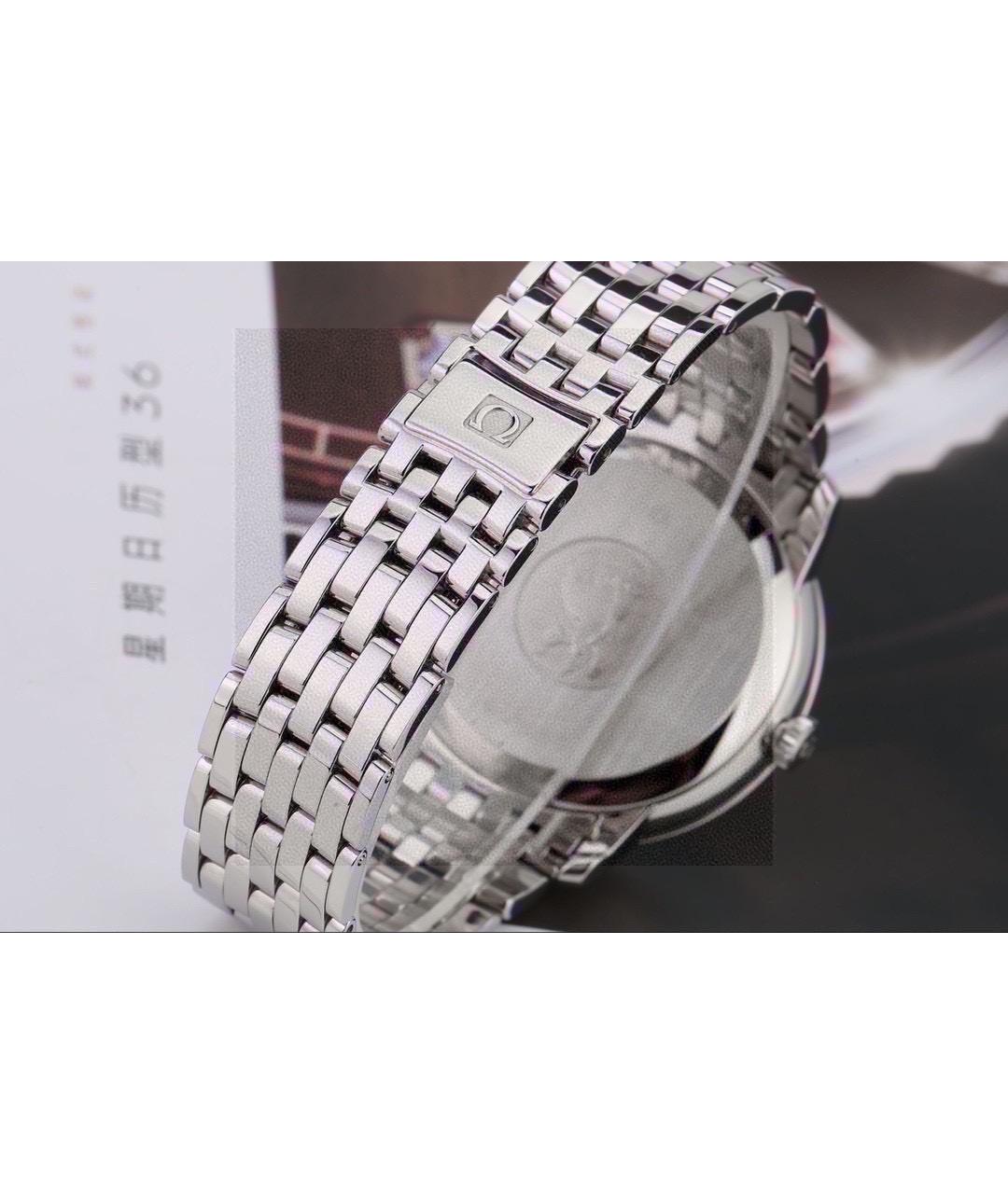 OMEGA Белые стальные часы, фото 4