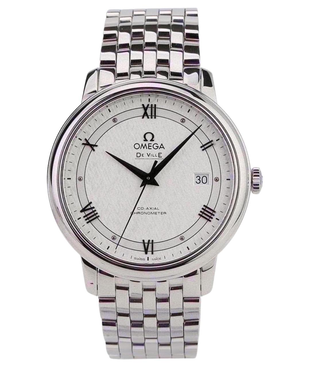 OMEGA Белые стальные часы, фото 1