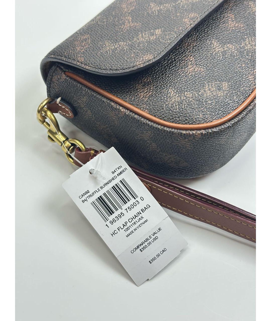 COACH Коричневая кожаная сумка через плечо, фото 5