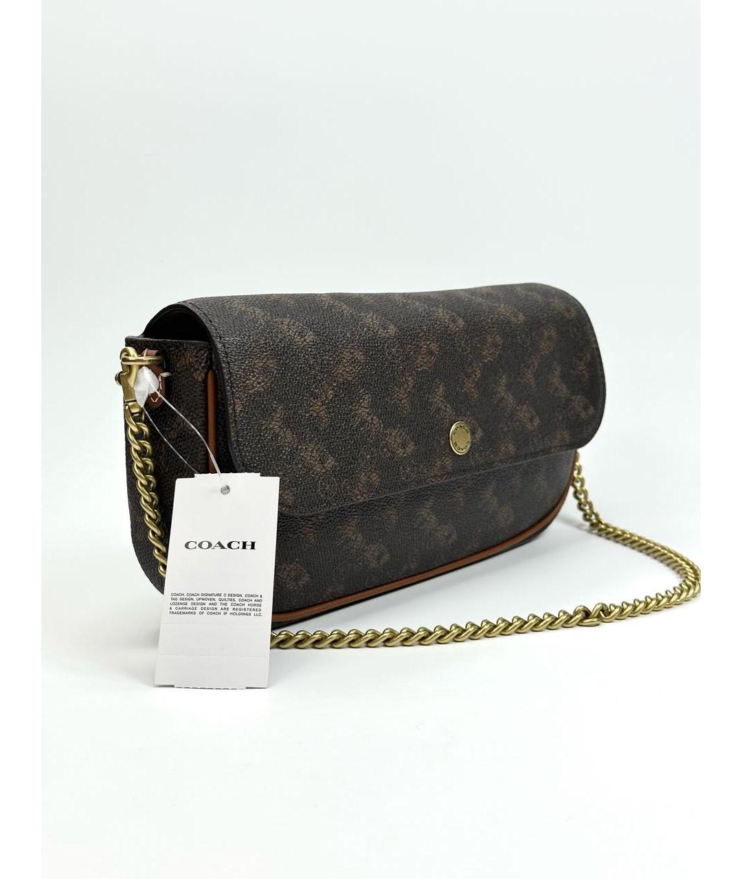 COACH Коричневая кожаная сумка через плечо, фото 2