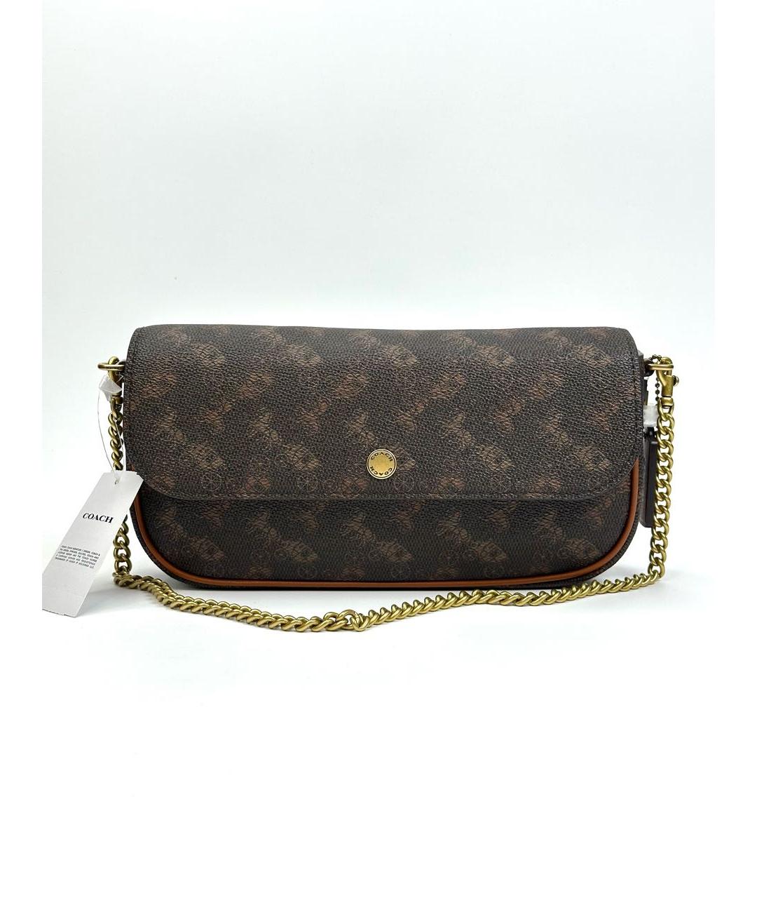 COACH Коричневая кожаная сумка через плечо, фото 9