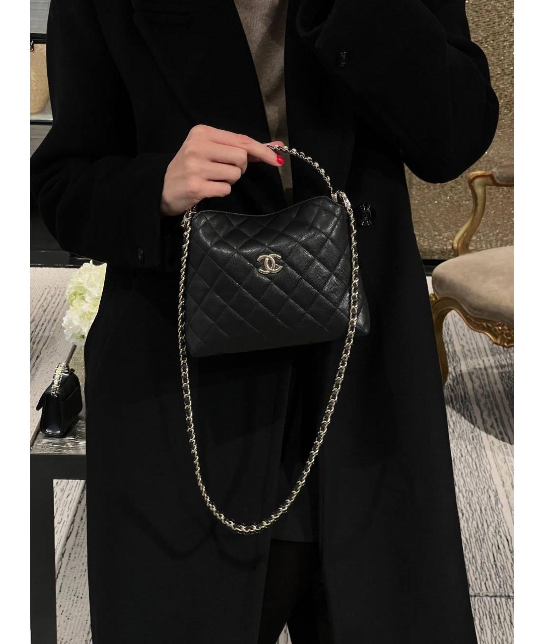 CHANEL Черная кожаная сумка через плечо, фото 2