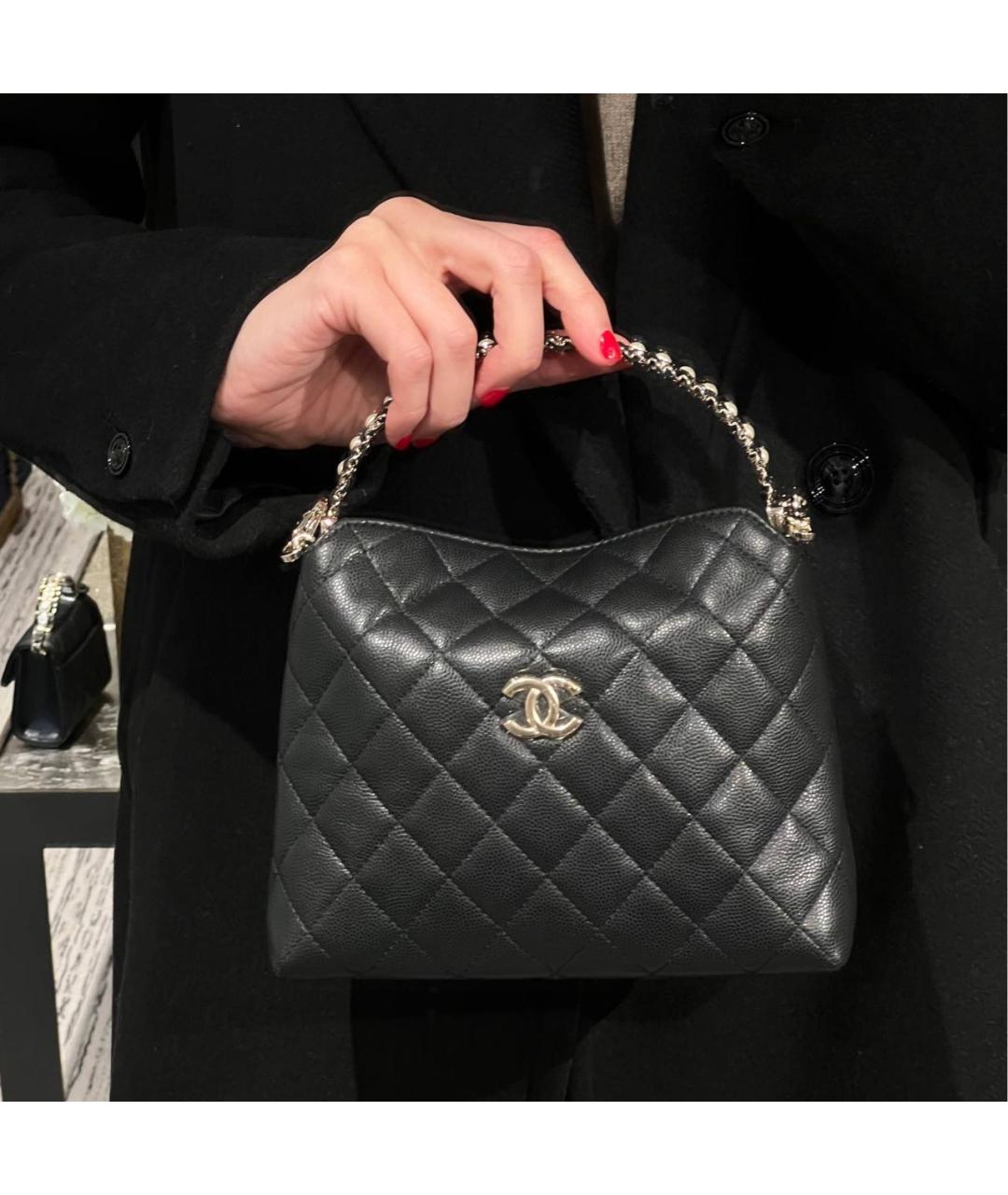 CHANEL Черная кожаная сумка через плечо, фото 5