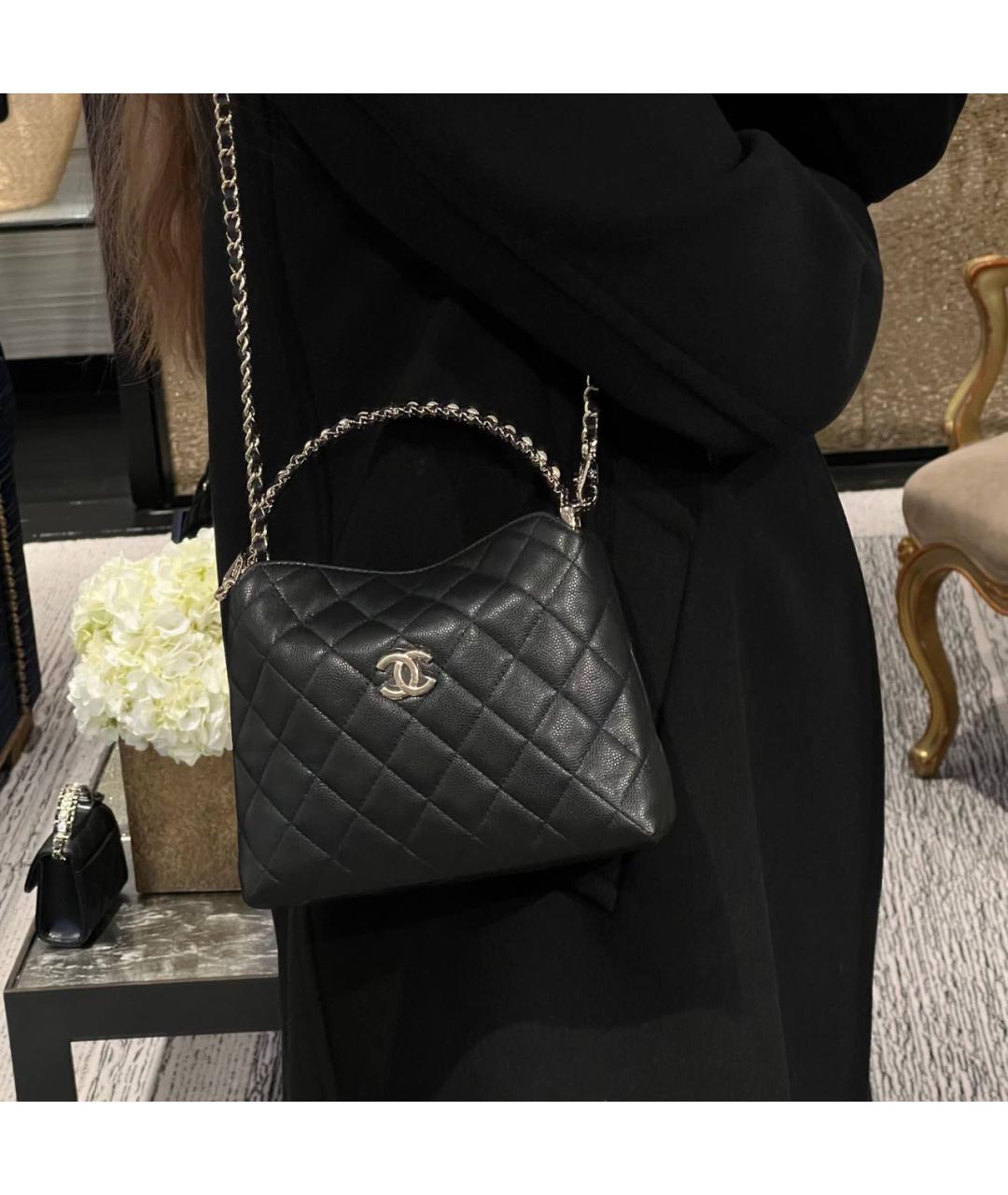 CHANEL Черная кожаная сумка через плечо, фото 7