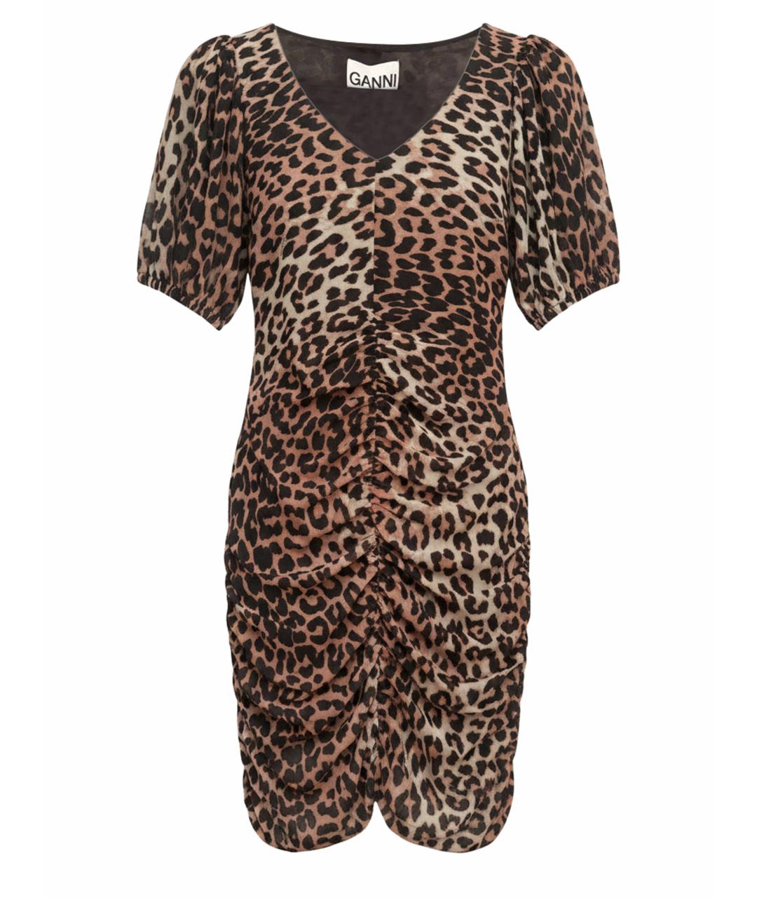 GANNI Коричневое полиамидовое коктейльное платье, фото 1
