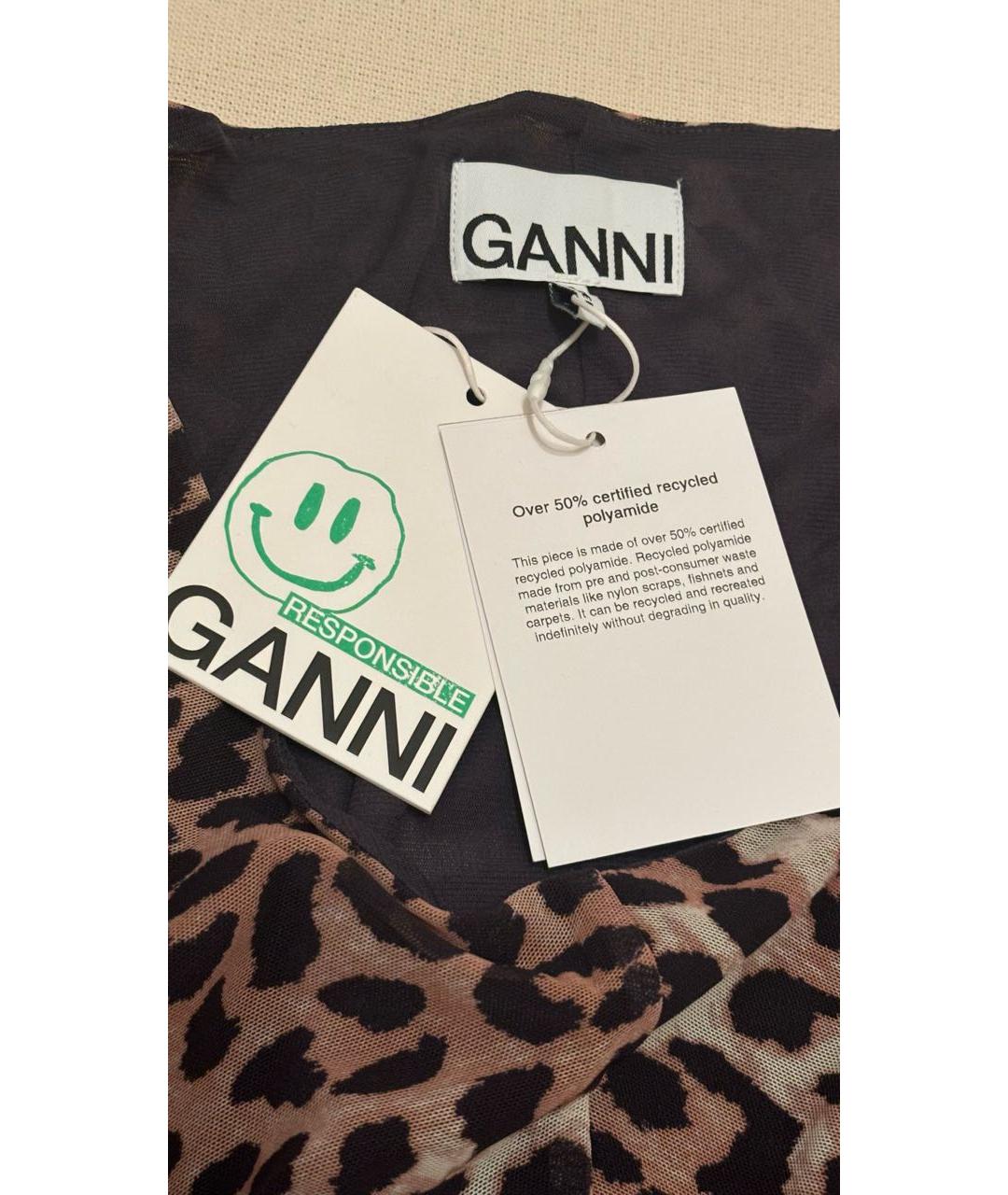 GANNI Коричневое полиамидовое коктейльное платье, фото 5