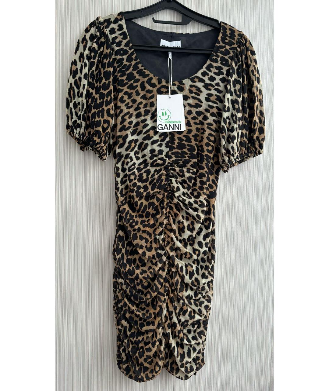 GANNI Коричневое полиамидовое коктейльное платье, фото 2