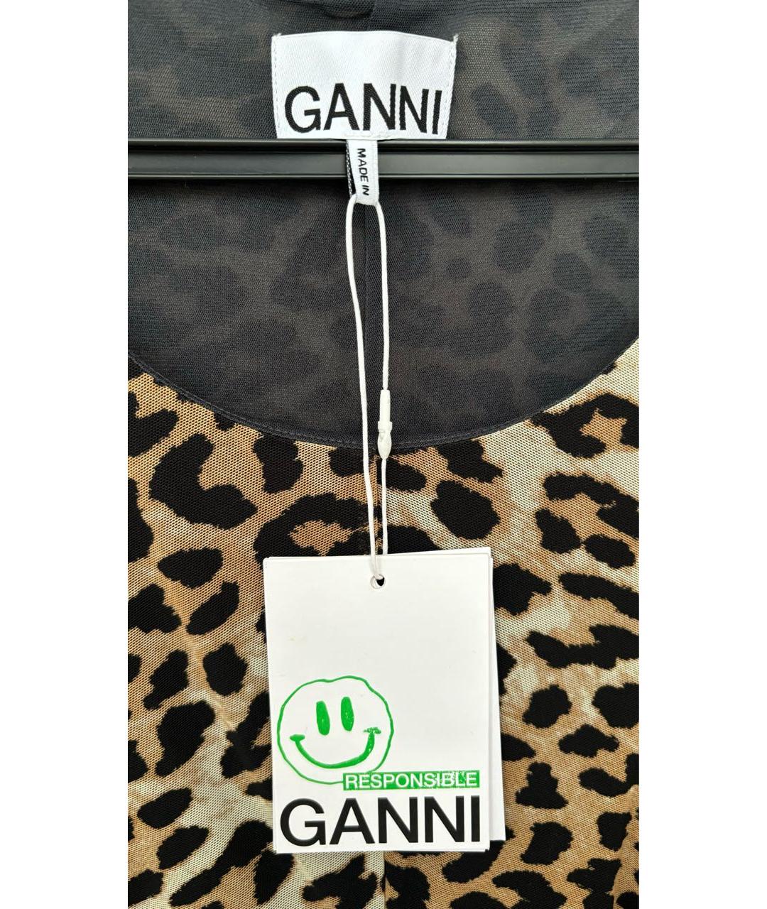 GANNI Коричневое полиамидовое коктейльное платье, фото 4