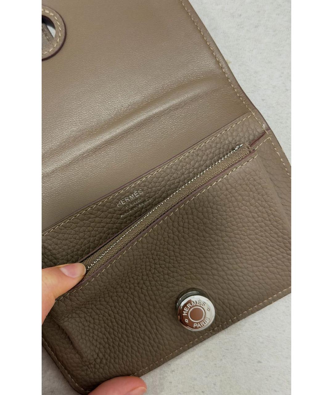 HERMES Коричневый кожаный кошелек, фото 3
