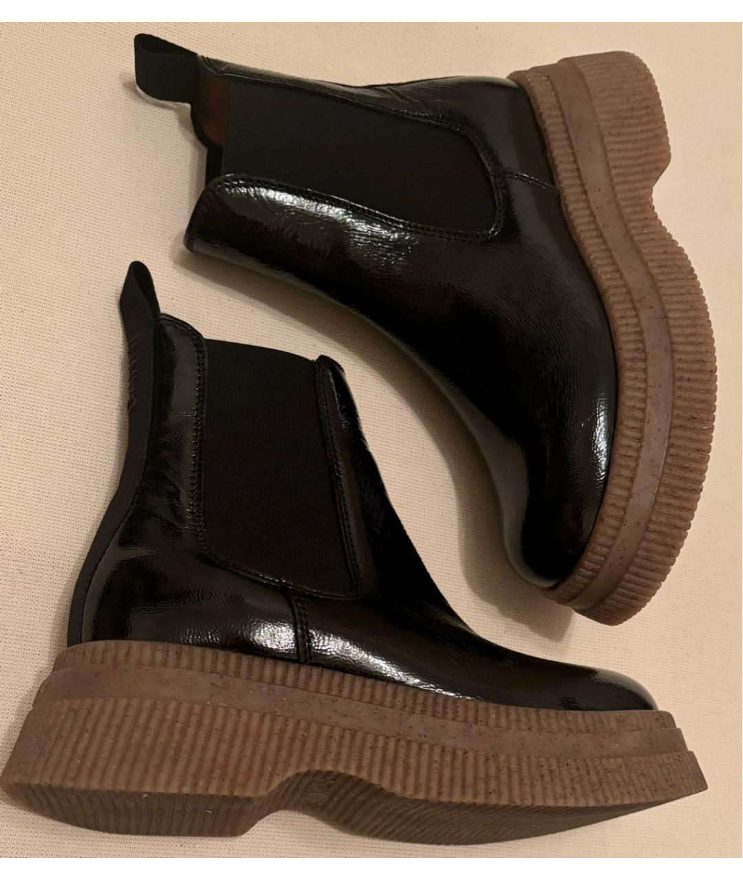GANNI Черные полусапоги из лакированной кожи, фото 9
