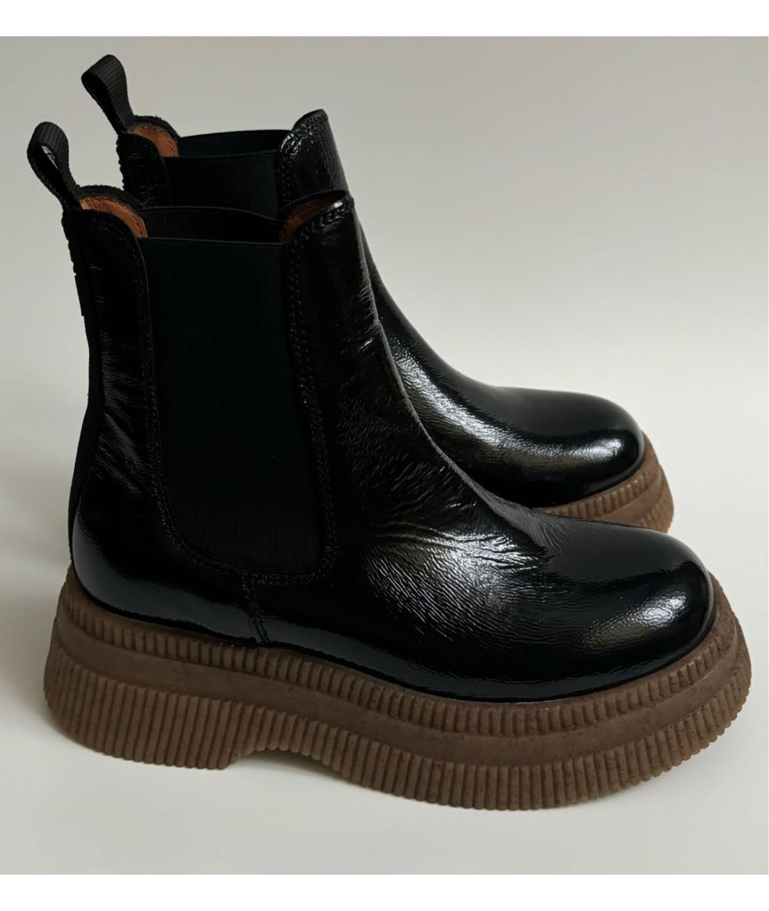 GANNI Черные полусапоги из лакированной кожи, фото 2