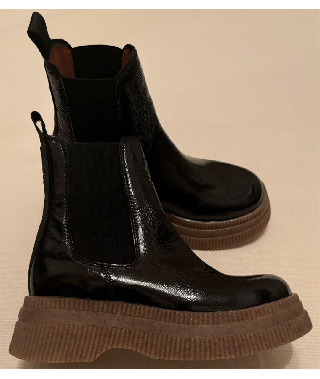 GANNI Черные полусапоги из лакированной кожи, фото 5