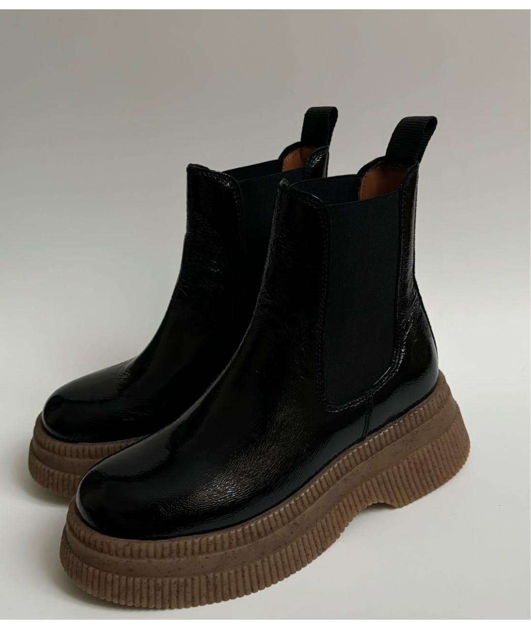 GANNI Черные полусапоги из лакированной кожи, фото 5