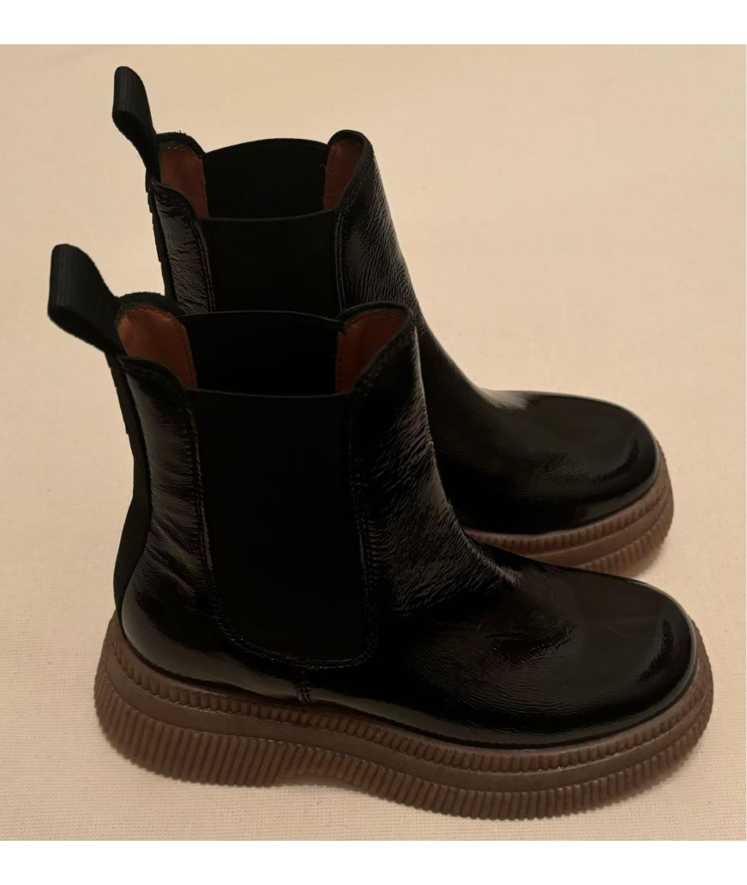 GANNI Черные полусапоги из лакированной кожи, фото 2